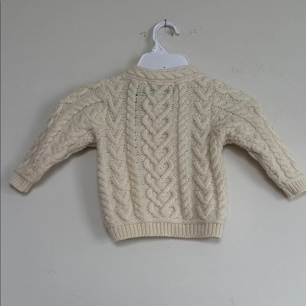 Aran Crafts 100% Merino Wool Cream Cable Knit Turtleneck Sweater